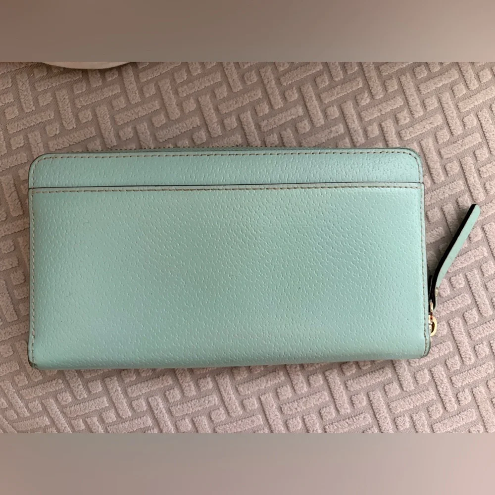 NEW KATE SPADE Smooth Leather NEDA WELLESLEY Long ZIP AROUND WALLET Tiffany Blue